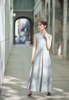 【ブラウンモカ】L'Or ロルかじまりBox pleats Knit Dress