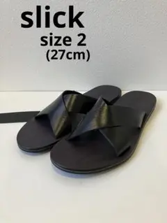 SLICK スリック　リアルレザーサンダル　牛革　 BLACK　27センチ　新品