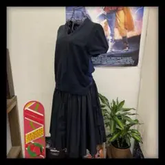 良品 sacai サカイ ドッキング ワンピース ネイビー 2 雰囲気◎
