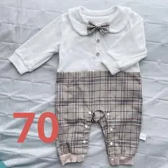 美品⭐︎蝶ネクタイ　チェック柄　セレモニースーツ　ロンパース
