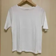 ホワイト 半袖Tシャツ ラウンドネック