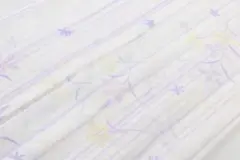 【単衣】ポリエステル 紫と黄色の花