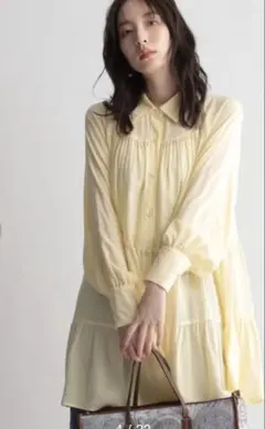 【Andemiu 】 ティアードシャツチュニックFree イエロー