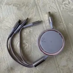 3in1 USB マルチケーブル 充電　巻き取り ラベンダー　パープル　紫