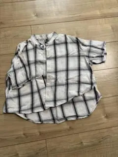 バースデイ 韓国風 ノーカラー チェック柄シャツ