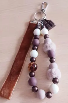 ビーズとファーのキーホルダー