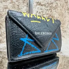 【ジャンク品として激安】バレンシアガ　三つ折り財布 黒　グラフィティー ペーパー ジャンク品として激安】バレンシアガ 三つ折り財布 黒 グラフィ