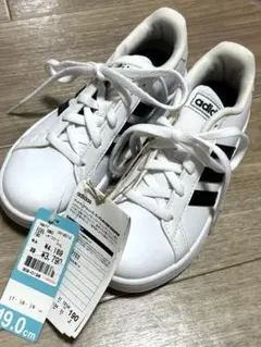 adidas ホワイト スニーカー 19.0cm グランドコート