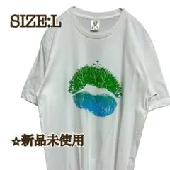 ☆新品　Tシャツ　白　くちびる　ルージュ　ビッグプリント　L