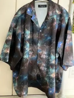 Unrelaxing オーバーサイズ 宇宙　スペース　柄　オープンカラーシャツ