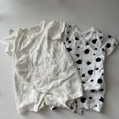 【Disney baby】プーさん柄コンビ肌着（ロンパース肌着） 50〜60cm