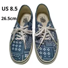 VANS バンズ 26.5cm 幾何学×花柄 藍ネイビー白黒 美品