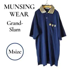 Munsingwear ポロシャツ ネイビー　イエロー　レトロ　ペンギン　M