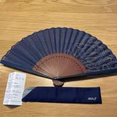 ANA 扇子　紺色　機内販売　"涼"ケース付き