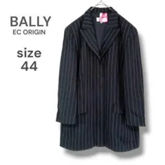 美品　BALLY　チェスターコート　44　ブラック　ストライプ　ウール100%