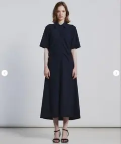 未使用級✨ソブ　2024　ウエストギャザーシャツワンピース　ネイビー　36
