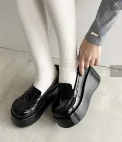 NICE CLAUP ブラック 厚底ローファー　マイナス3キロローファー　M
