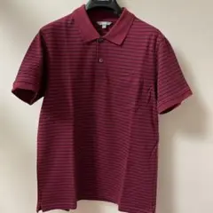 UNIQLO ユニクロ　バーガンディ ストライプ ポロシャツLサイズ
