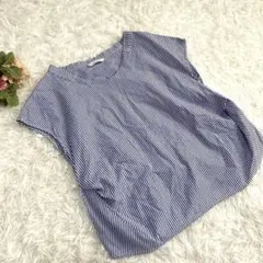 ルノンキュール ストライプ ノースリーブシャツ ブルー×ホワイト Mサイズ
