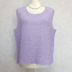 レリアン プラスハウス 13+ プリーツ加工 ラベンダー ノースリーブカットソー