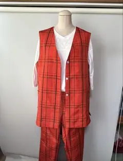 大島紬　ベスト&パンツ　セットアップ