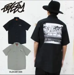 シャツ　eyedy 半袖　ワークシャツ　黒　オールドカー　REDKAP