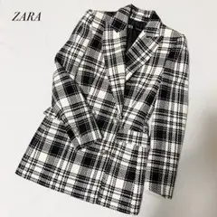 極美品◎ZARA ザラ ツイード ジャケット ブラック 黒 XS 定番