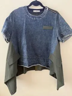 33℃デニム異素材ドッキングカットソー