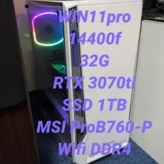 ゲーミングPC 14400 RTX 3070ti 32G SSD1TB