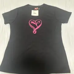 【新品タグ付き】Puma ハートロゴ Tシャツ レディースMサイズ 黒