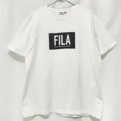 ★フィラ★FILA★スクエアロゴ★ホワイト★クルーネック★Tシャツ★