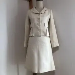 ハロッズ スーツ 入学式 ツイード ラメ オフホワイト 1 美品