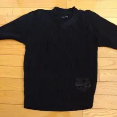 ValenzaPo Sports　メンズ 黒リブ編みセーター　F