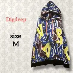 Digdeep【M】総柄プルオーバーパーカー ゆるだぼ フード 派手 個性