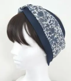 ハンドメイド 花柄 ヘアバンド ツイストデザイン