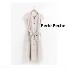 Perle Peche リネンライクタックワンピース