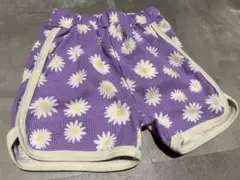女の子　紫 花柄 メッシュ 半ズボン　120㎝