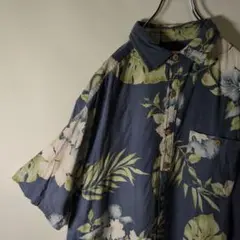90s ISLANDREPUBLIC シルク100％　アロハ　ボタニカル 　L