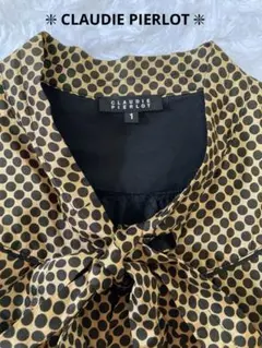 ❇︎ CLAUDIE PIERLOT ❇︎ ひざ丈ワンピース　茶×黒ドット柄　リボン