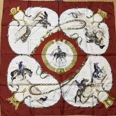 HERMES スカーフ カレ 馬 レッド