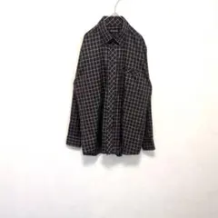 Grosselo グロッセロ　しまむら　長袖　チェックシャツ　ネイビー　L