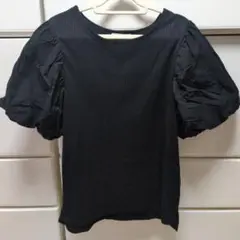 レディース ブラック バルーンスリーブ カットソー