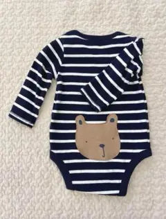 GAP ストライプロンパース クマポケット付き