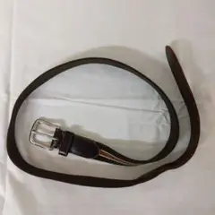 ダークブラウン レザー ストライプ ベルト　113cm