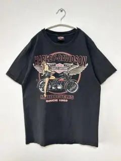 00s ハーレーダビッドソン ピンナップガール 両面ロゴ ヴィンテージ Tシャツ