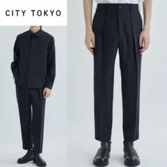 美品！CITY TOKYO ADAPTワイドテーパードパンツ2黒シティトウキョウ