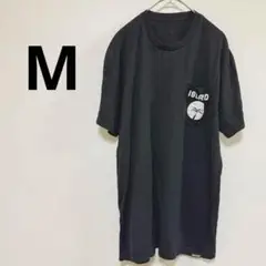 ISLAND ロゴ ブラック Tシャツ 胸ポケット 半袖 Mサイズ