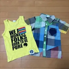 Cherokee チェック柄シャツ & East Blue タンクトップ 120
