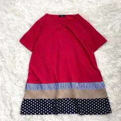 【SMILE LAND】チュニック 半袖 ゆったり レッド L 美品✨