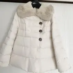 美品 ハロッズ Harrods ダウンコート 襟フォックス・レッキス アイボリー